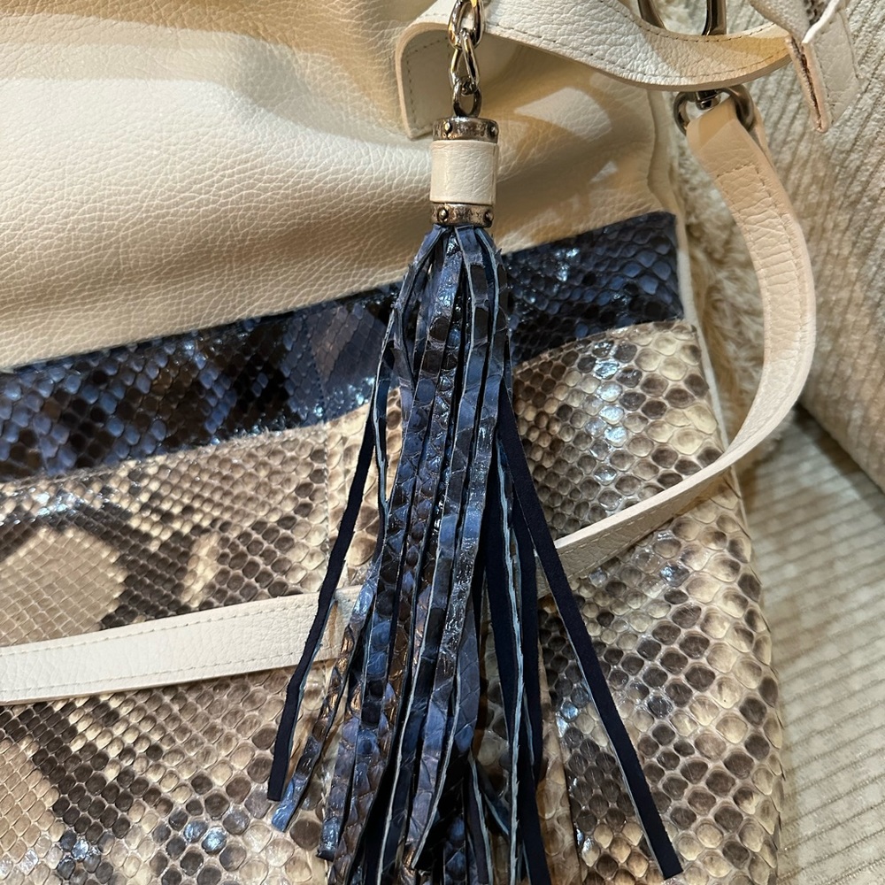 Blu + Baker Large Leather And Python Handbag/Tote - image 5